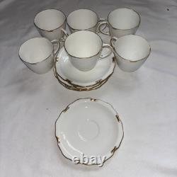 Royal Crown Derby Regency Set Of 6 Demitasse Cups And Saucers. White/Gold