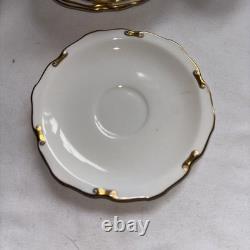 Royal Crown Derby Regency Set Of 6 Demitasse Cups And Saucers. White/Gold