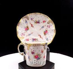 Royal Crown Derby Royal Antoinette 2 3/8 Demitasse Cup And Saucer Set 1963