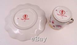 Royal Crown Derby Royal Antoinette 2 3/8 Demitasse Cup And Saucer Set 1963