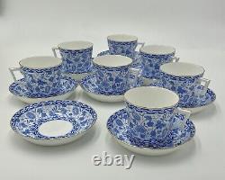 Royal Crown Derby Wilmot Blue Demitasse Cups Saucers 15 Pieces