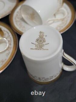 Royal Doulton Belmont 6 DEMITASSE CUPS &8 Saucers Set England Gold ENCRUSTED