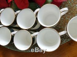 Royal Doulton CARLYLE 12 Demitasse coffee Cups & 12 Saucers teal #H5018 MINT