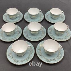 Royal Doulton Delamerie Turquoise SET OF 8 Demitasse Cups And Saucers PRISTINE
