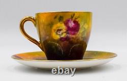 Royal Doulton Demi-tasse Cup & Saucer, Artist Signed E. Percy, Hand Painted