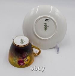 Royal Doulton Demi-tasse Cup & Saucer, Artist Signed E. Percy, Hand Painted