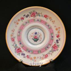 Royal Doulton Demitasse 4 Cups 4 Saucers Urn Pink Bands Yellow Trim HP 1922-1927