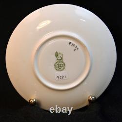 Royal Doulton Demitasse 4 Cups 4 Saucers Urn Pink Bands Yellow Trim HP 1922-1927