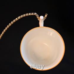 Royal Doulton Demitasse 4 Cups 4 Saucers Urn Pink Bands Yellow Trim HP 1922-1927