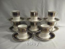 Royal Doulton H. 4996 Imperial Blue Demitasse Cups & Saucers Eight Sets