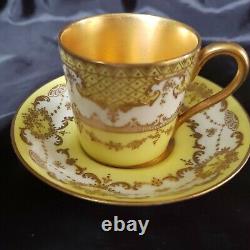 Royal Doulton Heavy Gold Encrusted Demitasse Cup& Saucer Sets Gold&yellow