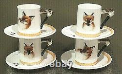 Royal Doulton Reynard The Fox Porcelain Demitasse SET 4 Cups & Saucers (Lot C)