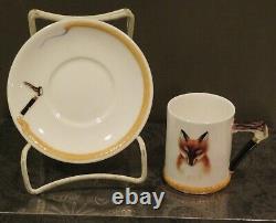 Royal Doulton Reynard The Fox Porcelain Demitasse SET 4 Cups & Saucers (Lot C)