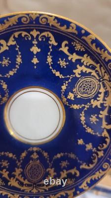 Royal Doulton Set of 6 Demitasse Cobalt Cups & Saucers With Gold