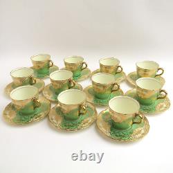 Royal Doulton c1929 Set of 11 Demitasse Cups & Saucers Green Gold BB2693B V603