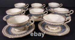 Royal Tettau Gold Gild Porcelain Footed Demitasse Cup & Saucer Germany Set of 8