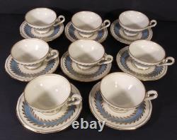 Royal Tettau Gold Gild Porcelain Footed Demitasse Cup & Saucer Germany Set of 8