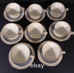 Royal Tettau Gold Gild Porcelain Footed Demitasse Cup & Saucer Germany Set of 8