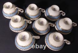 Royal Tettau Gold Gild Porcelain Footed Demitasse Cup & Saucer Germany Set of 8