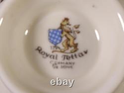 Royal Tettau Gold Gild Porcelain Footed Demitasse Cup & Saucer Germany Set of 8