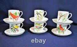 Royal Tuscan Audubon Birds Demitasse 6 Cup & Saucers Fine Bone China Vintage