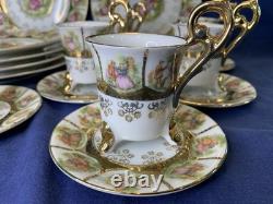 Royal Vienna Porcelain 18Pieces 6 Demitasse TeaCups, 6 Saucers, 6Salad Plates