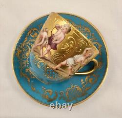 Royal Vienna Style Demitasse Cup & Saucer, Children Playing, Scenic
