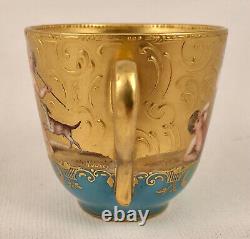 Royal Vienna Style Demitasse Cup & Saucer, Children Playing, Scenic