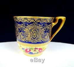 Royal Worcester 1167 Artist Signed Gold Cobalt Blue Demitasse Cup & Saucer 1929