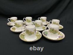 Royal Worcester Bone VINE HARVEST Coffee Pot & 8 Demitasse Cup & Saucer Sets