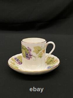 Royal Worcester Bone VINE HARVEST Coffee Pot & 8 Demitasse Cup & Saucer Sets