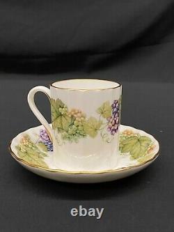 Royal Worcester Bone VINE HARVEST Coffee Pot & 8 Demitasse Cup & Saucer Sets