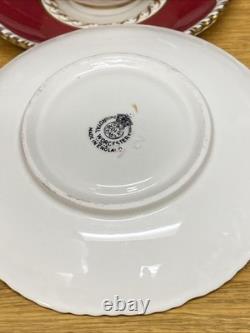 Royal Worcester Burgundy & Gold (9 Sets) Demitasse Cups & Saucers withExtra Saucer