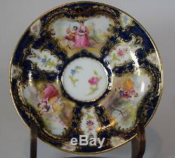 Royal Worcester Cabinet Demitasse Cup and Saucer, Hand Painted with Courting Cou