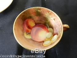 Royal Worcester Cup Saucer Painted Fruit Mini Demitasse Signed