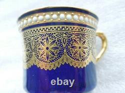 Royal Worcester Demitasse Cup NO Saucer Cobalt Gold Jewels Lace Antique Harrods