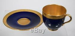 Royal Worcester Demitasse Cup & Saucer, Cobalt Blue with Gold Gilt Interior