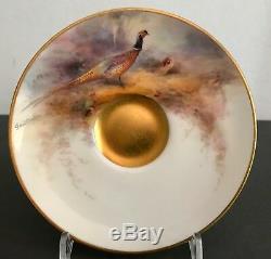 Royal Worcester Demitasse Cup & Saucer Hand Painted by J. Stinton with Pheasants