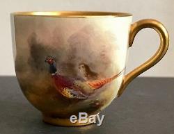 Royal Worcester Demitasse Cup & Saucer Hand Painted by J. Stinton with Pheasants
