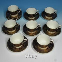 Royal Worcester Embassy Cobalt Blue and Gold 8 Demitasse Cups and 11 Saucers