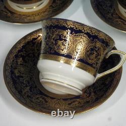 Royal Worcester Embassy Cobalt Blue and Gold 8 Demitasse Cups and 11 Saucers