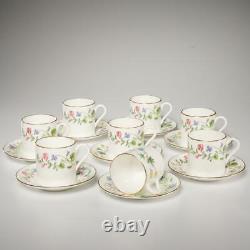 Royal Worcester England Arcadia Demitasse Cups Saucers Set of 8