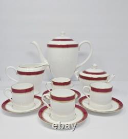 Royal Worcester Howard Coffee Pot Creamer Sugar Bowl 4 Demitasse Cups & Saucers