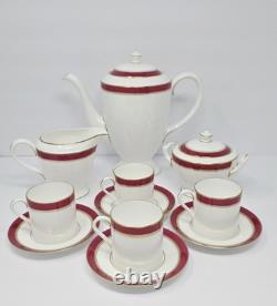 Royal Worcester Howard Coffee Pot Creamer Sugar Bowl 4 Demitasse Cups & Saucers