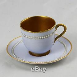 Royal Worcester Jeweled Demitasse Cup & Saucer Blue-Grey W8913 Star One Dot