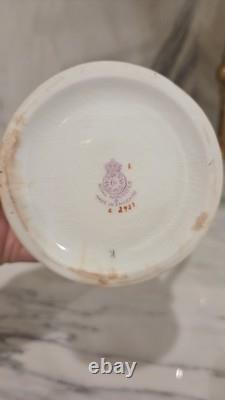 Royal Worcester Red & Gold Chintz Floral Demitasse Cups, Saucers Coffeepot Set