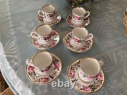 Royal Worcester Royal Garden 6 Coffee/demitasse Cups & Saucers, Mint Condition