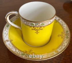 Royal Worcester Set of 2 1924 Jeweled Cabinet Demitasse Cups & Saucers