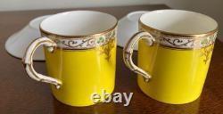 Royal Worcester Set of 2 1924 Jeweled Cabinet Demitasse Cups & Saucers