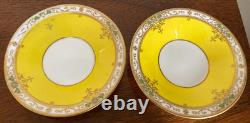 Royal Worcester Set of 2 1924 Jeweled Cabinet Demitasse Cups & Saucers